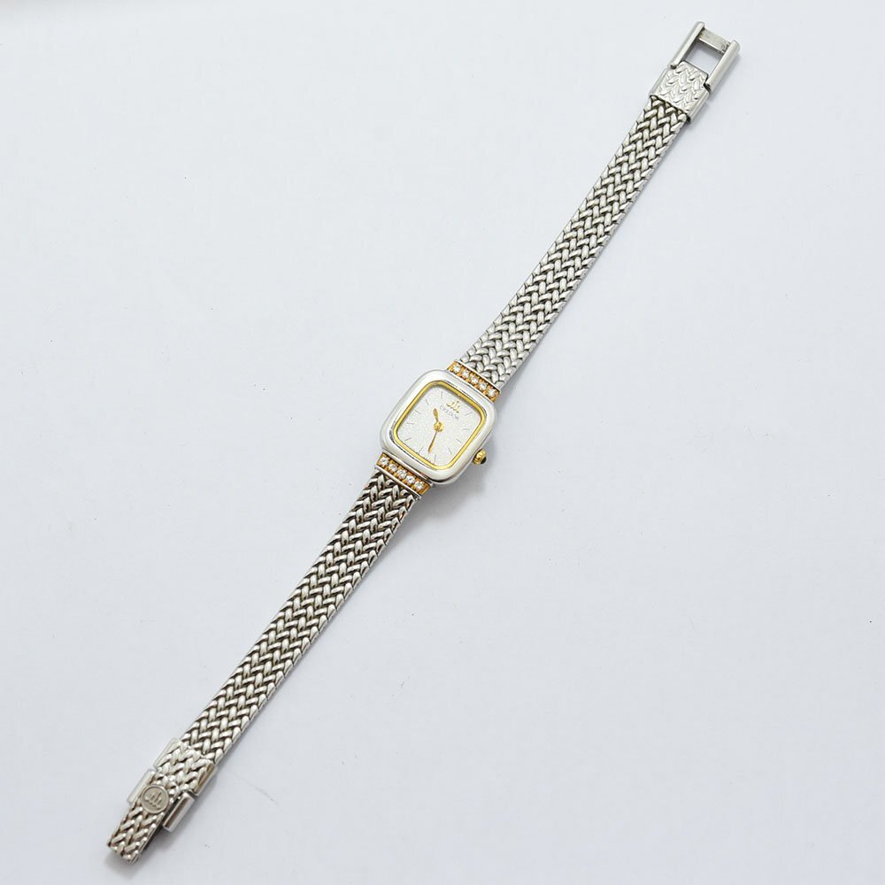 1円 可動品 腕時計 セイコー SEIKO クレドール 1E70-5130 クォーツ レディース K18 SS ダイヤ シルバー 同梱不可_画像2