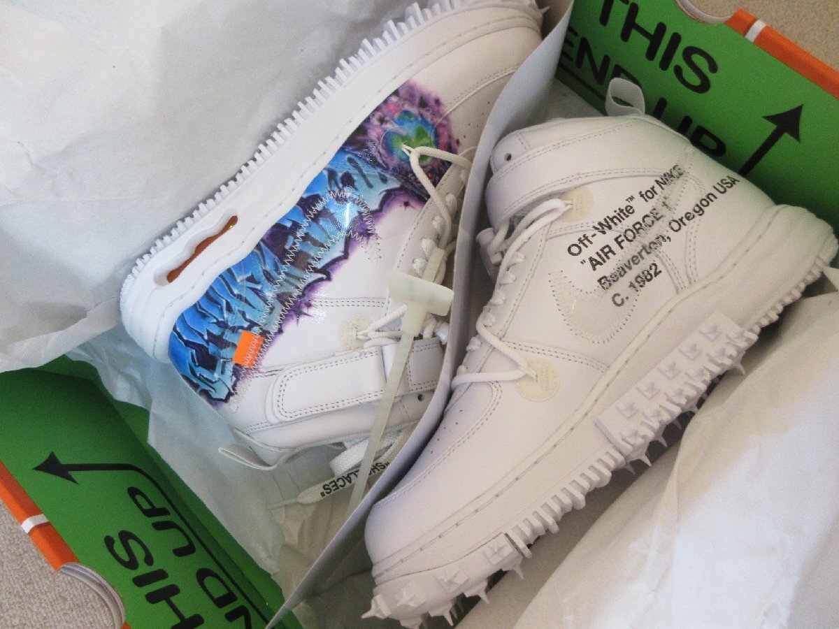 〇1000円～未使用 ナイキ NIKE × オフホワイト OFF WHITE AIR FORCE 1 MID SP LTHR GRAFFITI DR0500-100 サイズ28cmの画像8