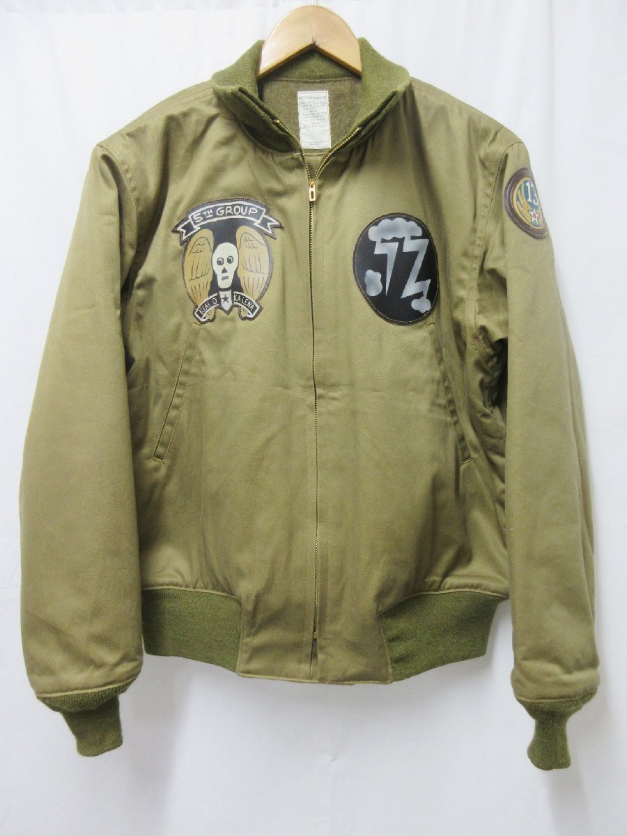 1000円～美品 バズリクソンズ BuzzRickson's Type TANK SLASH POCKET BOMBER BARONS タンカース フライトジャケット BR15147 サイズLの画像1