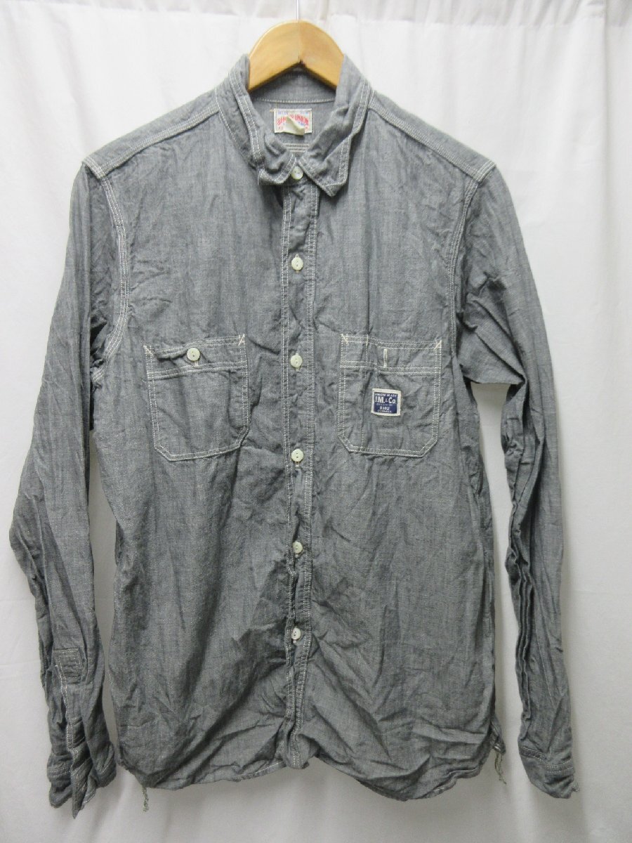 ◆1000円～美品 ジョーマッコイ JOE McCOY 8HOUR UNION 232S シャンブレーシャツ　サイズ16_画像1