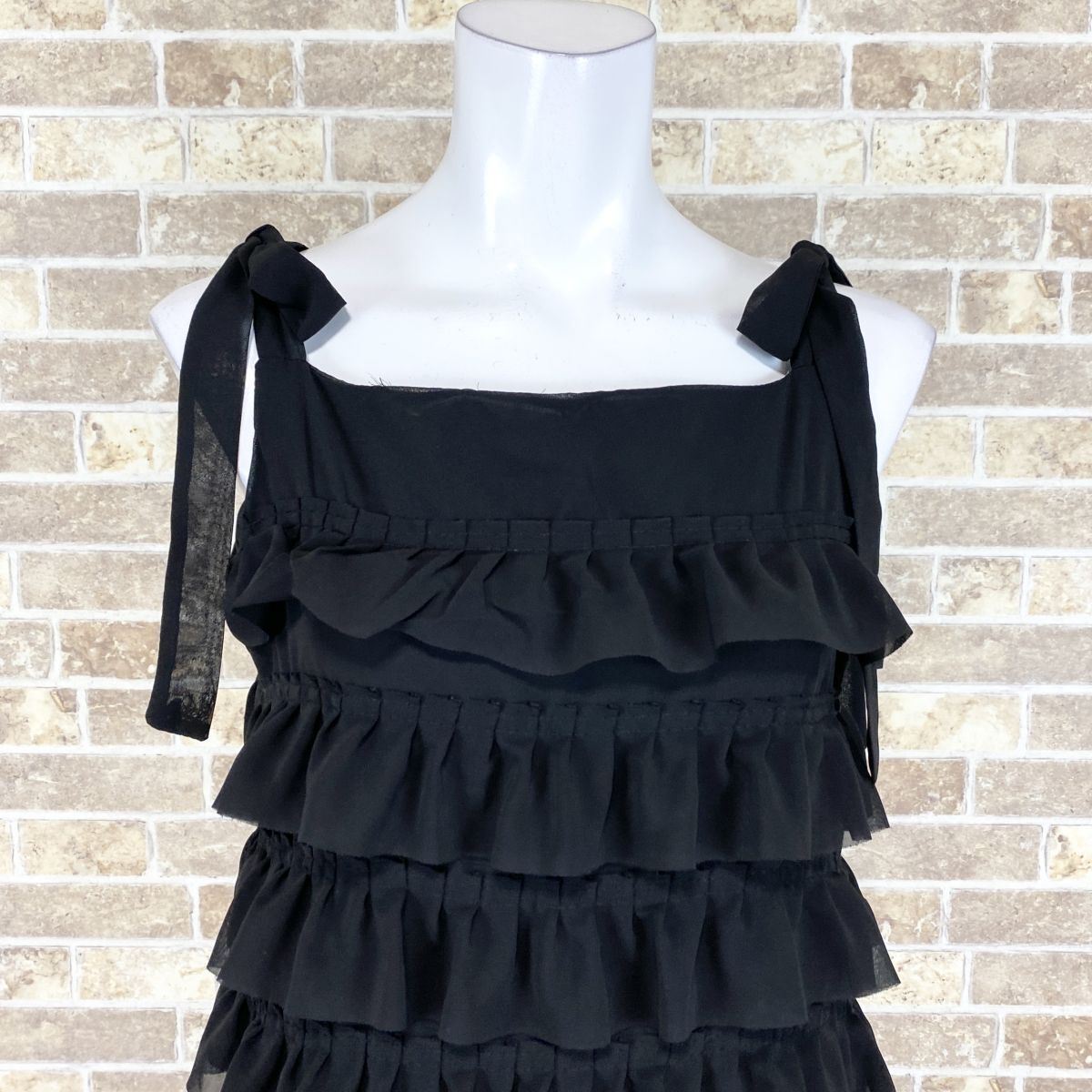 1円 ドレス Black Shop ワンピース 160/84A 黒 カラードレス キャバドレ 発表会 イベント 中古３５０６の画像5