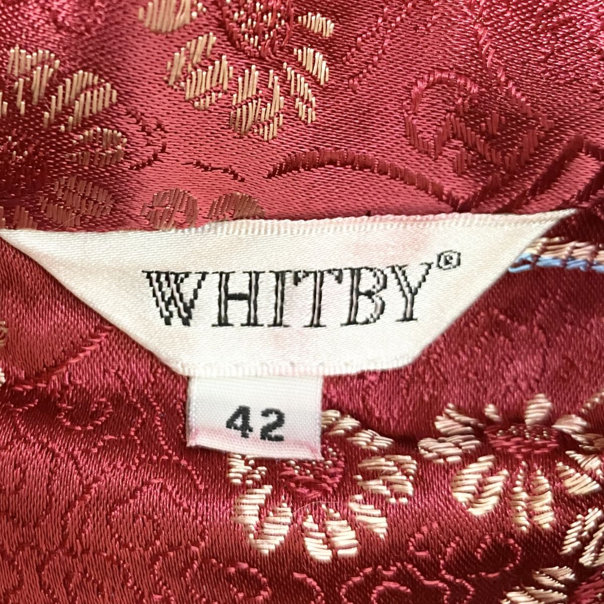 1円 チャイナドレス WHITBY ロングワンピース 42大きなサイズ 赤系柄 カラードレス キャバドレ 発表会 フォーマル 中古３８７９の画像10