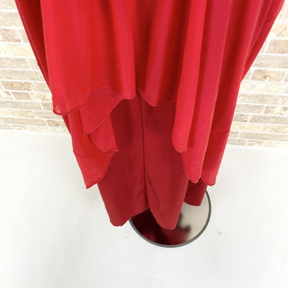 1円 ドレス ロングドレス 赤 カラードレス キャバドレ 発表会 イベント 中古３９３６の画像9