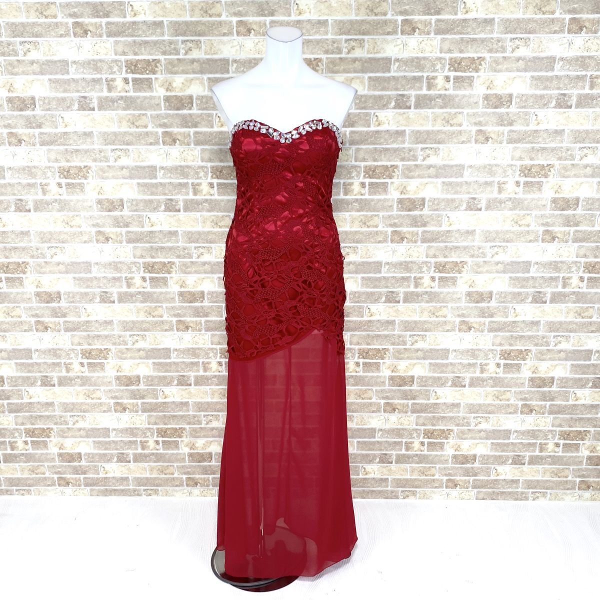 1 jpy dress ( stock ) white long dress red lustre color dress kyabadore presentation Event used 4039