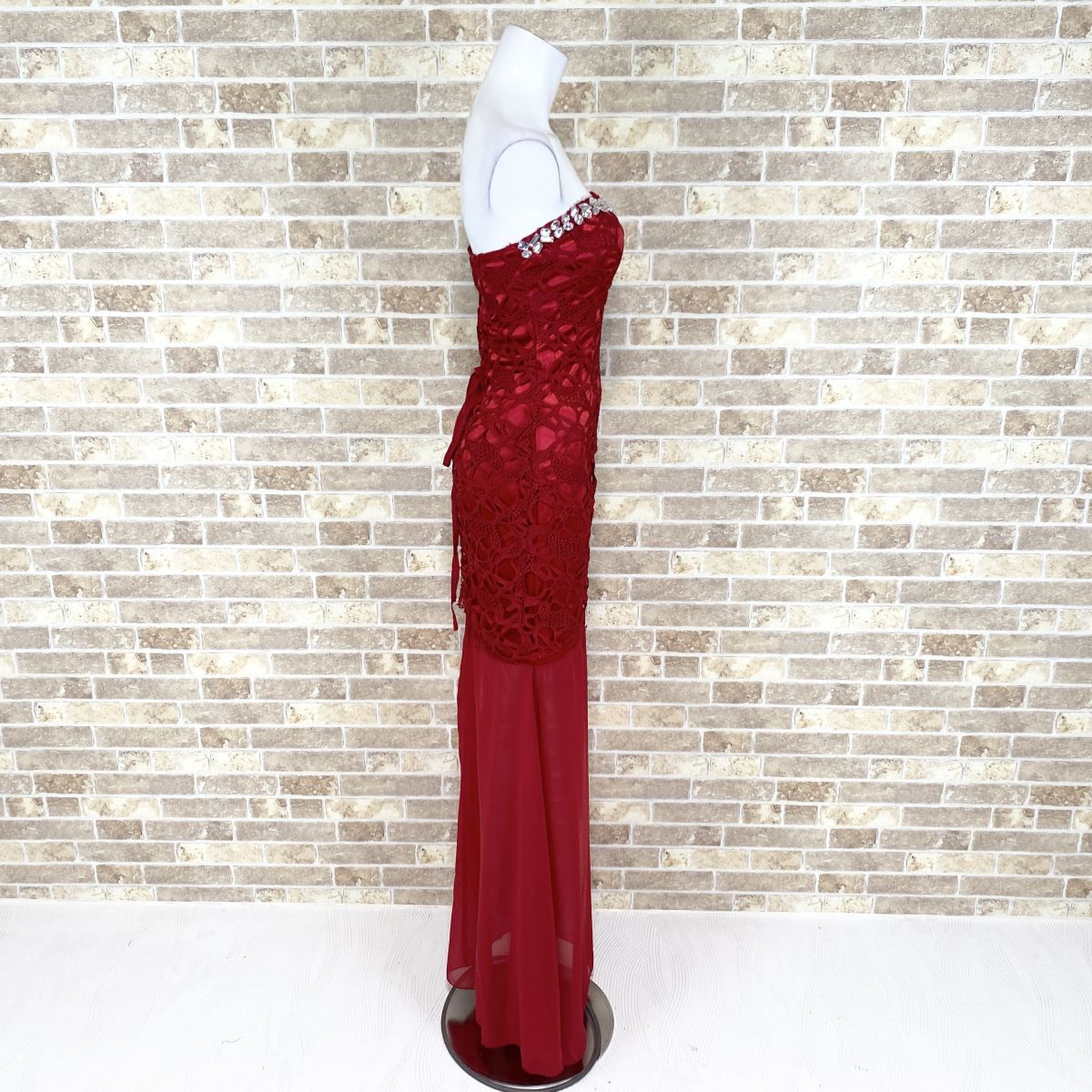 1 jpy dress ( stock ) white long dress red lustre color dress kyabadore presentation Event used 4039