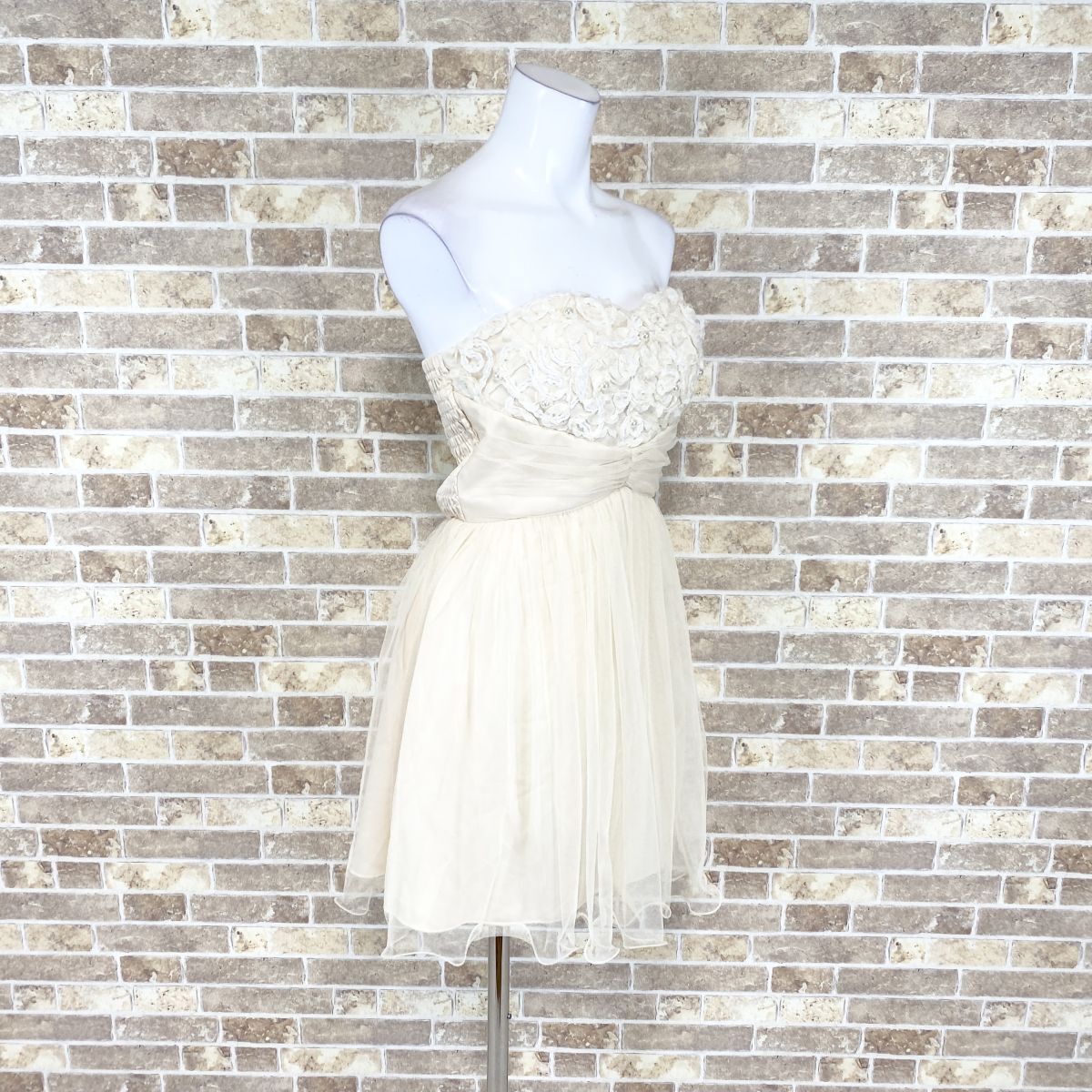 1 jpy dress FeRerichi ok Mini dress beige cream color dress kyabadore presentation Event used 4040