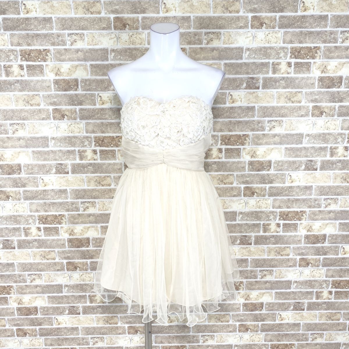 1 jpy dress FeRerichi ok Mini dress beige cream color dress kyabadore presentation Event used 4040