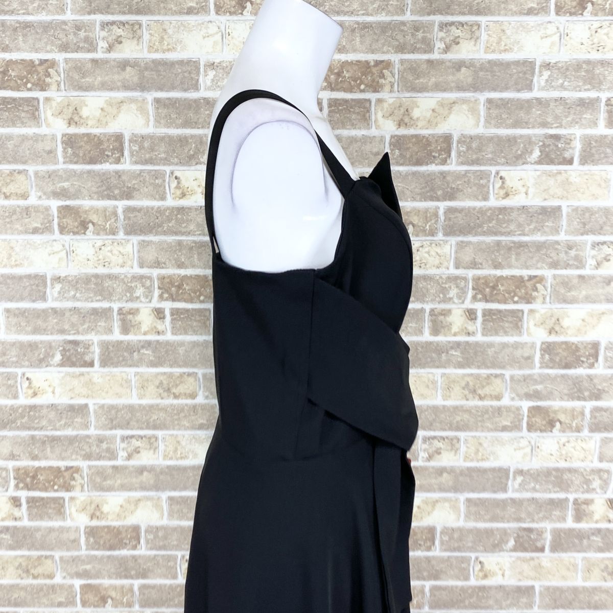 パーティードレス タグ付 ロングドレス XL 大きめサイズ 黒 カラードレス キャバドレ 発表会 イベント　中古４０６２_画像7