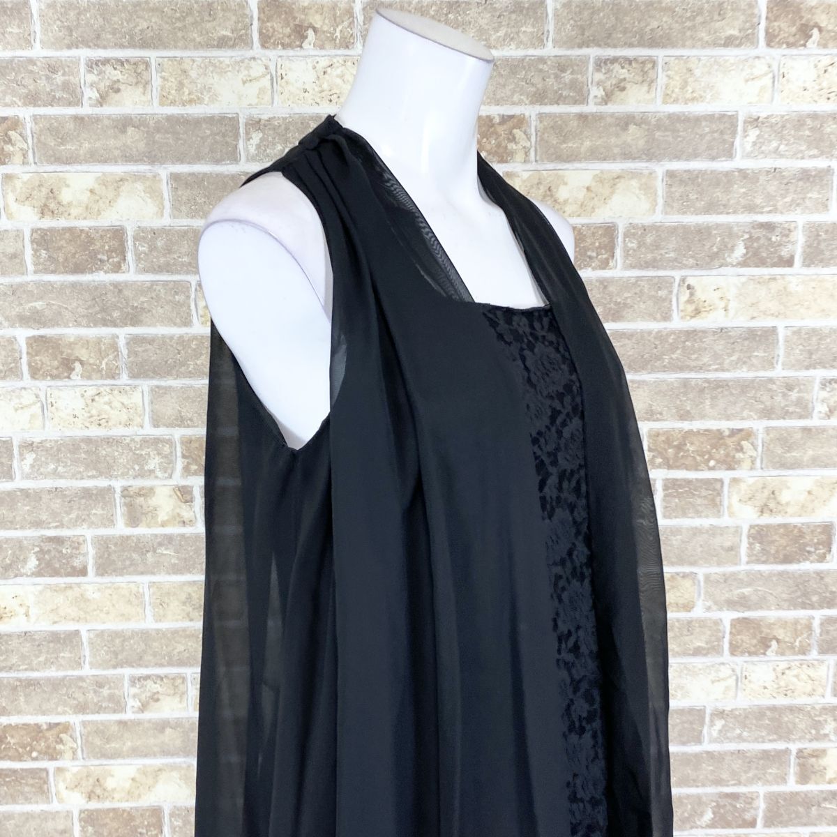 1円 ドレス Dellise Noir ワンピース 11AR 黒 カラードレス キャバドレ 発表会 イベント 中古４０６６の画像6