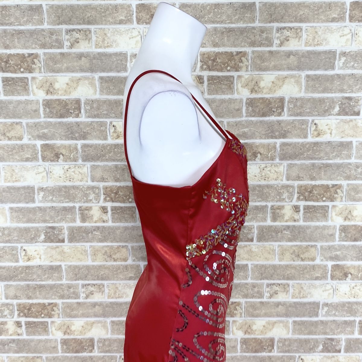 1円 ドレス Hardo キャミドレス 66 赤装飾 カラードレス キャバドレ 発表会 イベント　中古３６６０_画像7