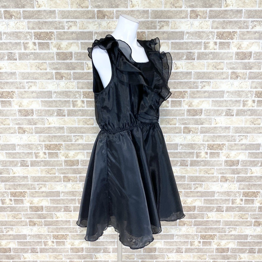 1円 ドレス Lulu Diary ロリータ ワンピース 2L大きなサイズ 黒光沢 ロリータファッション カラードレス キャバドレ 　中古４０４６_画像2