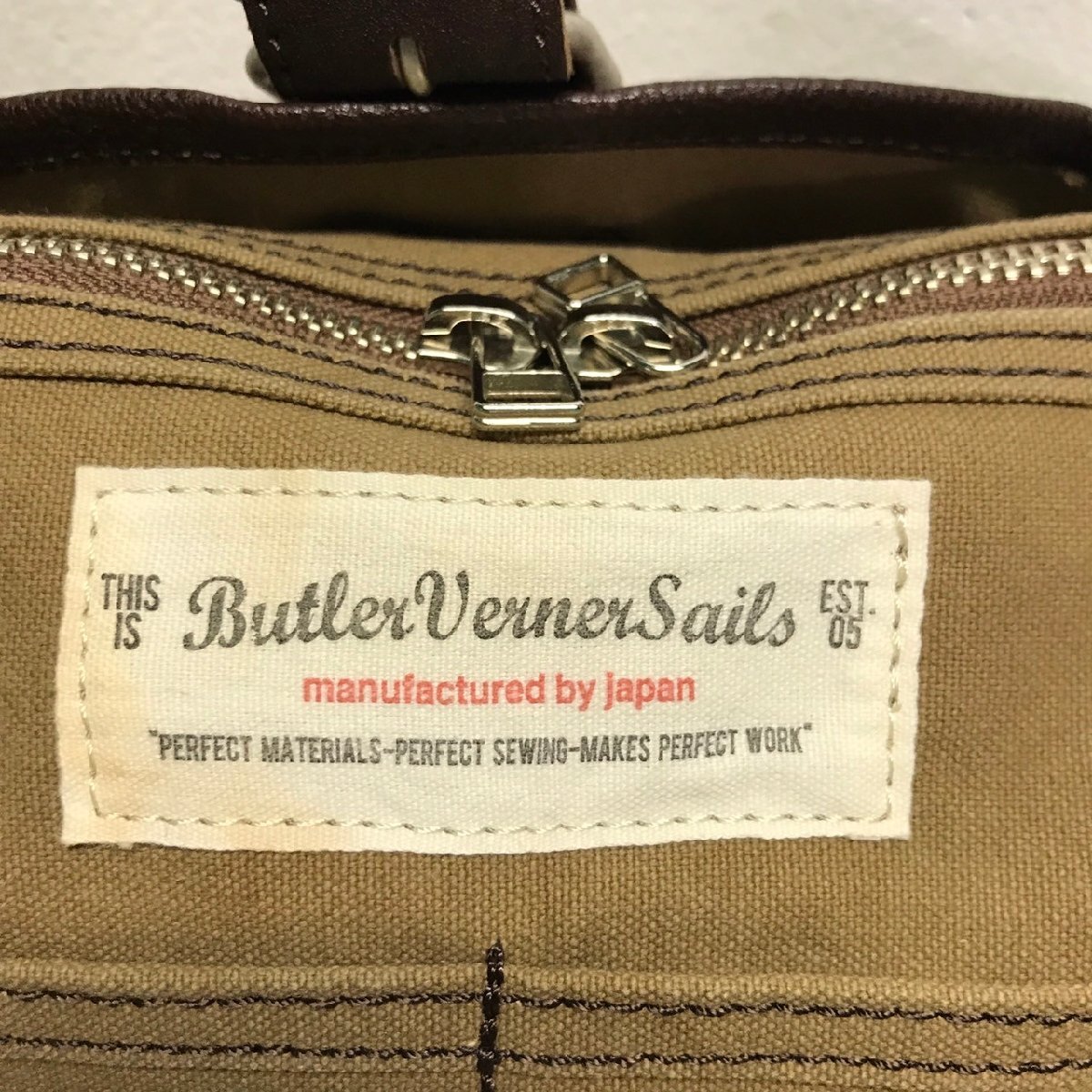 (^w^)b 日本製 Butler Verner Sails バトラーヴァーナーセイルス ミニ ショルダー バッグ 鞄 キャンバス ミリタリー オリーブ B0453ｗE_画像8