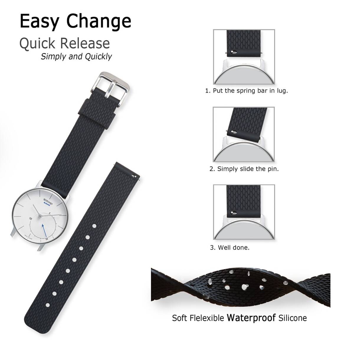 【特価商品】[Vinband] 時計 ベルト 腕時計 ベルト 時計 ベルト ラバー 腕時計ストラップ 防水 柔らか スポーツ - _画像7