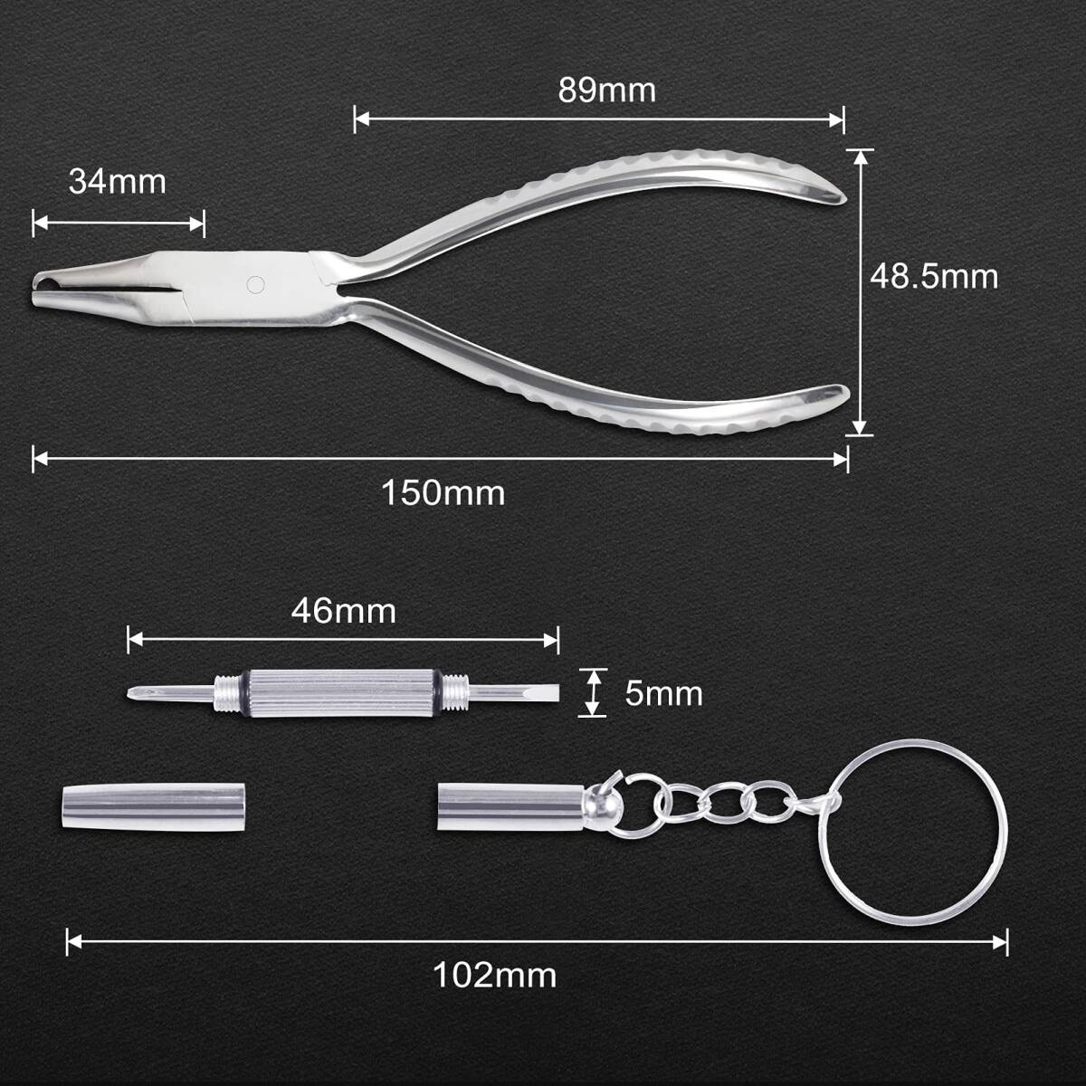 【特価商品】LEONTOOL 鼻パッド用ヤットコ 精密ドライバー付属 鼻パッドプライヤー メガネプライヤー メガネやっとこ 鼻あて_画像6