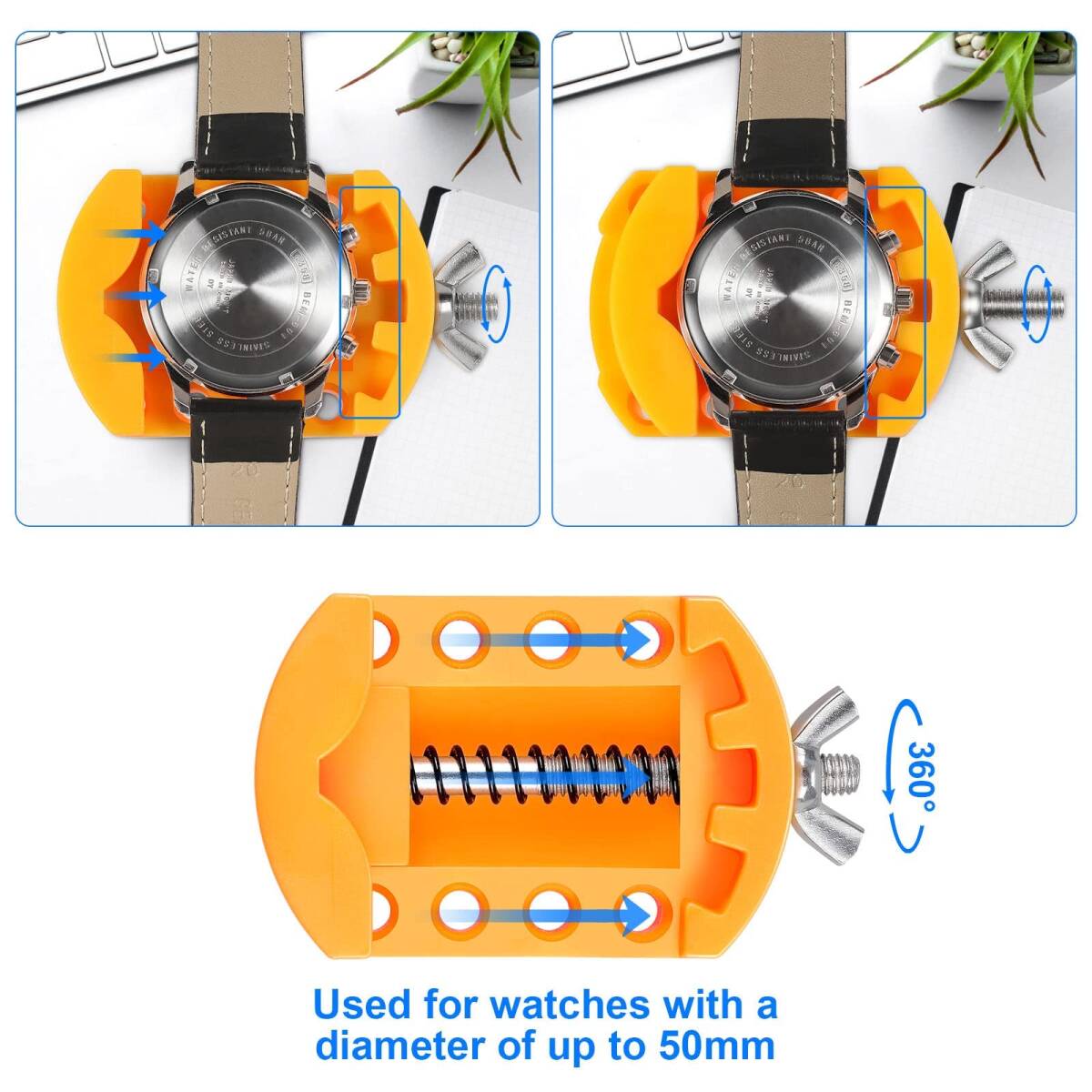 【特価商品】【JOREST】腕時計 電池交換 工具、時計 裏蓋オープナーを回転させると時計カバーが開きます、腕時計 裏蓋外し、ウォ_画像6