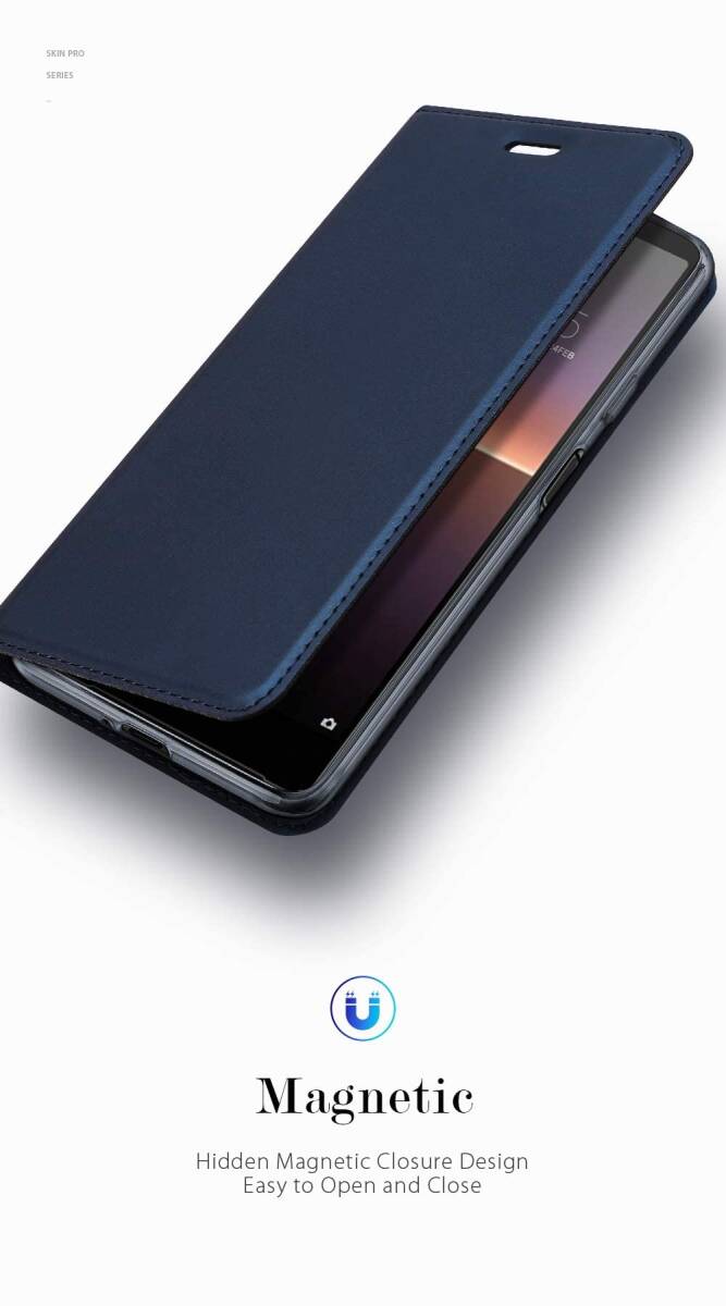【特価商品】Sony Xperia 10 II 手帳型ケース DINGXIN 耐衝撃 軽量 マグネット [高級 PU レザー+TP_画像3