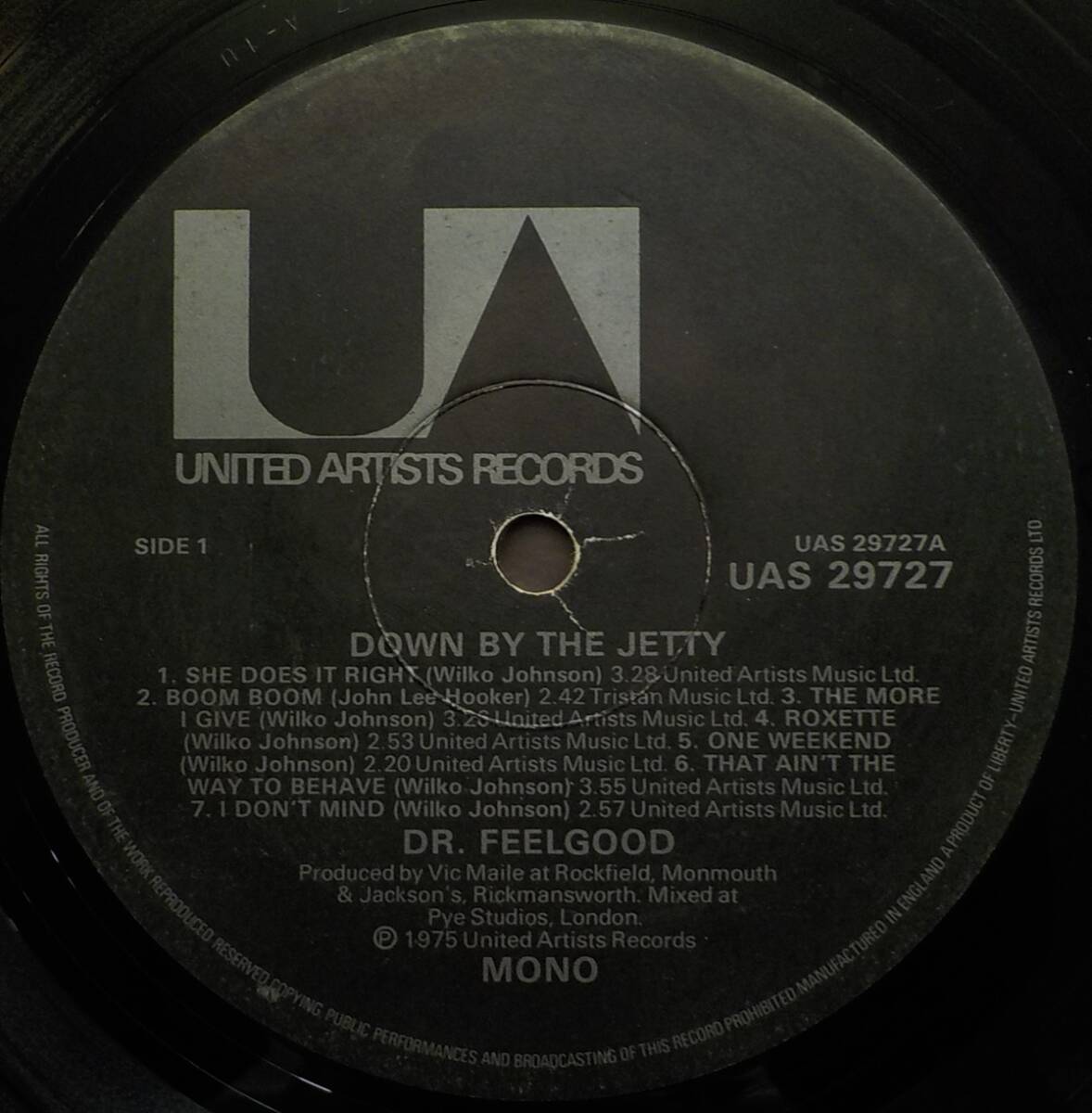 【中古LPレコード】Dr. Feelgood:Down By The Jetty【UAS 29727】＊イギリス盤＊マトリックス:No.A-1U,B-1U＊モノラルの画像5