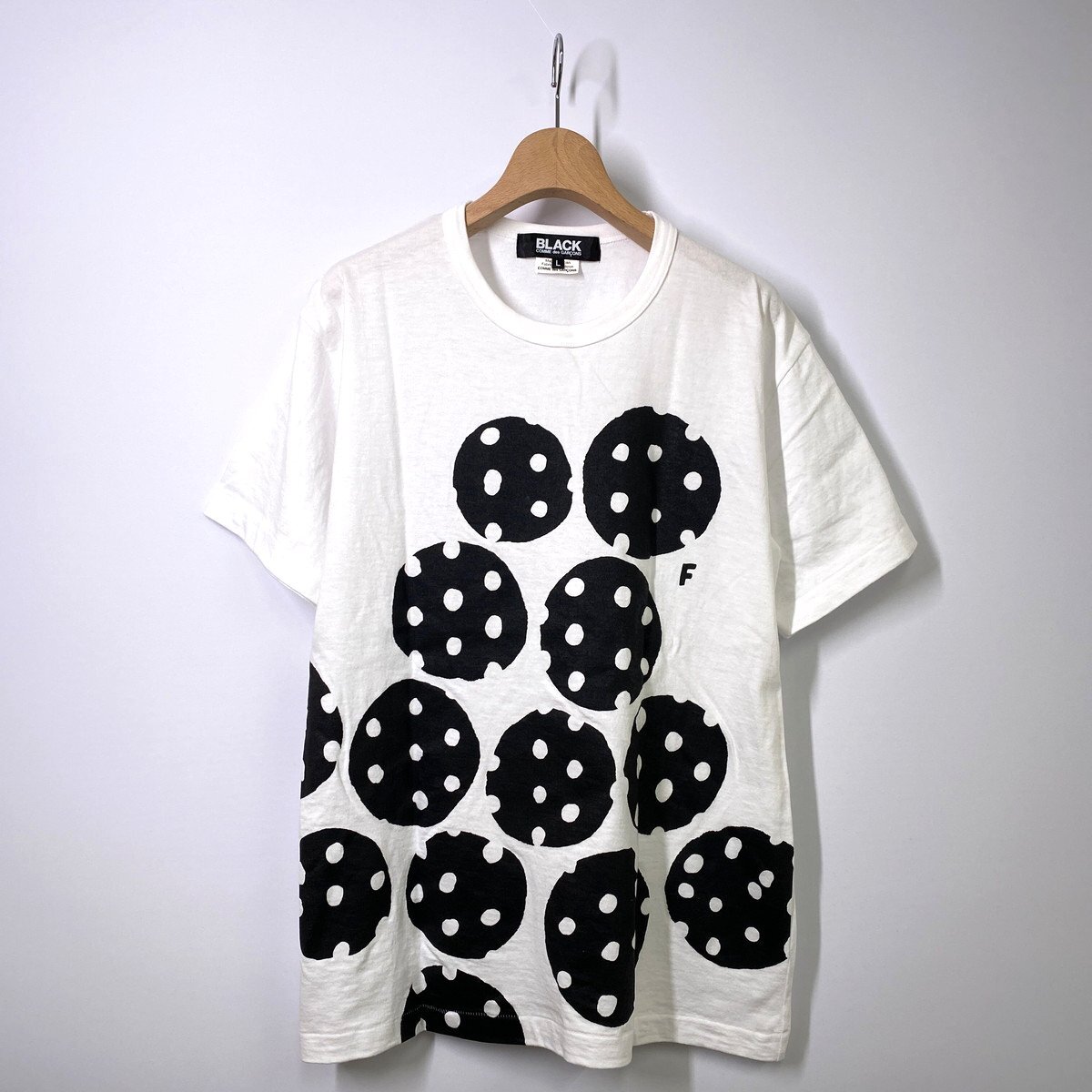 【Lサイズ】BLACK COMME des GARCONS ドットTシャツ ホワイト 白 半袖 水玉 ブラック コムデギャルソン_画像1