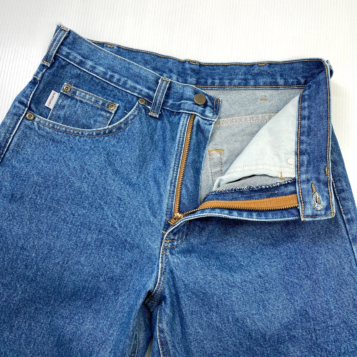 【W32】Carhartt カーハート Relaxed Fit Tapered Leg Jeans Stone Wash 加工 リラックスフィット テーパード デニムパンツ L30 ジーンズ_画像4