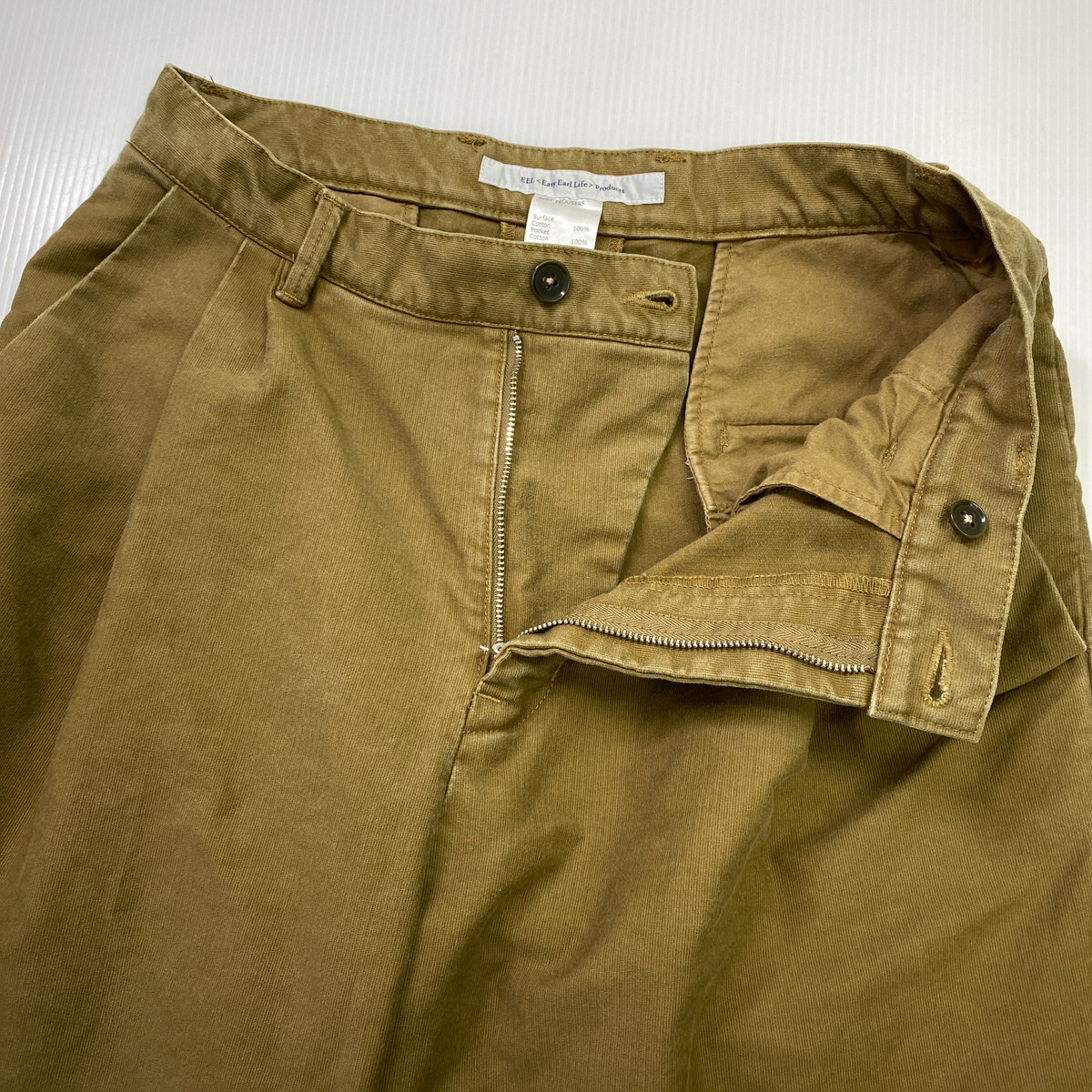 EEL イール DIRT TROUSERS ダートトラウザーズ S ブラウン 茶 1タックパンツの画像4