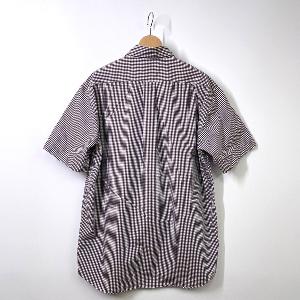 【美品】LACOSTE ラコステ ボタンダウン チェックシャツ 3 パープル 紫 半袖シャツの画像2