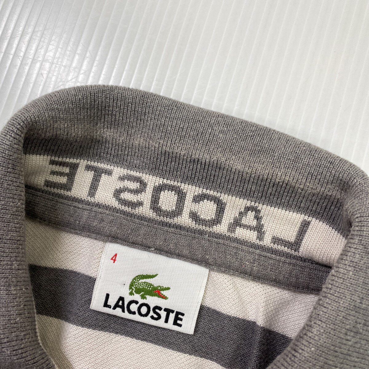 LACOSTE ラコステ ボーダーポロシャツ 4 グレー 半袖の画像5