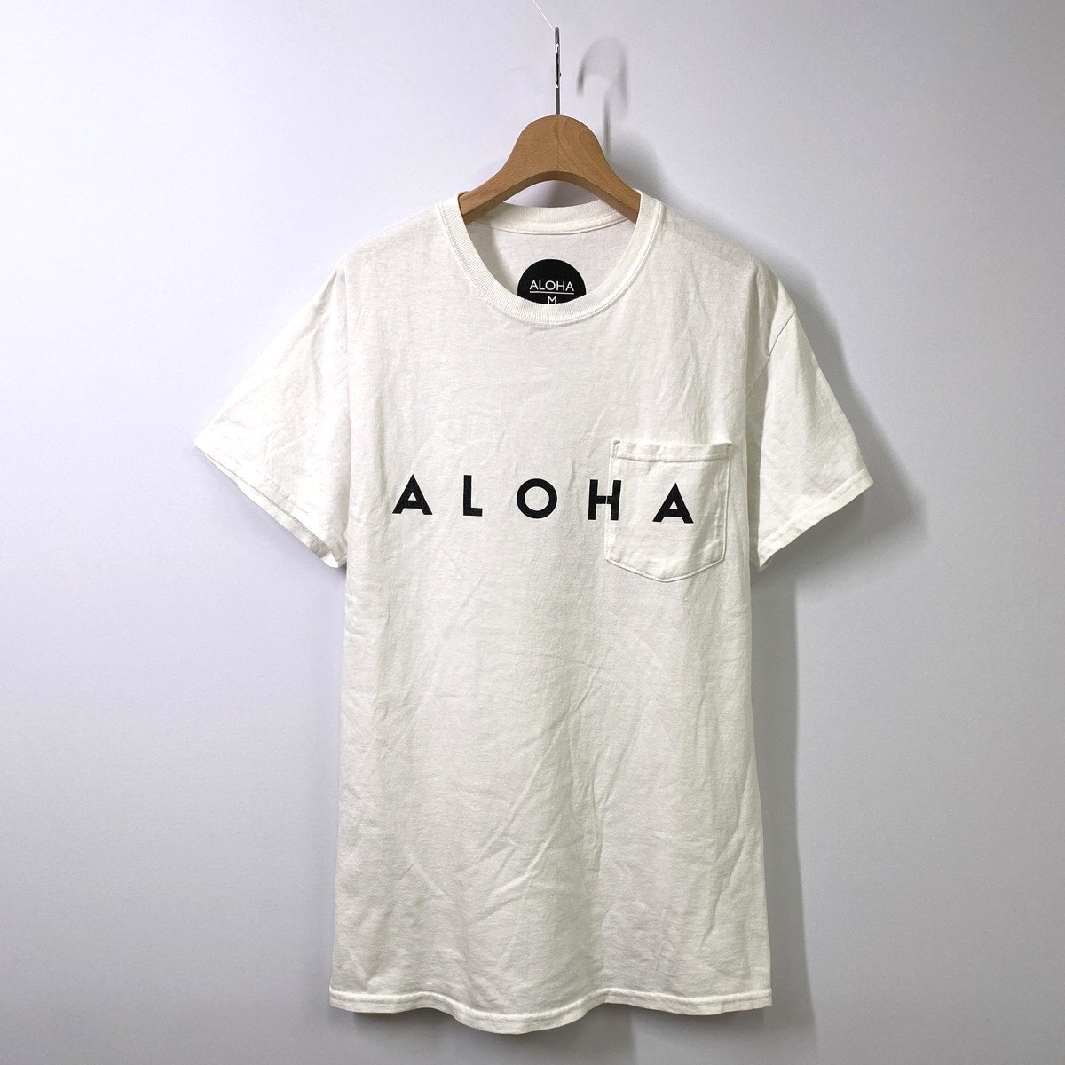 DELICIOUS デリシャス ALOHA ポケットTシャツ M ホワイト 白 半袖 アロハの画像1