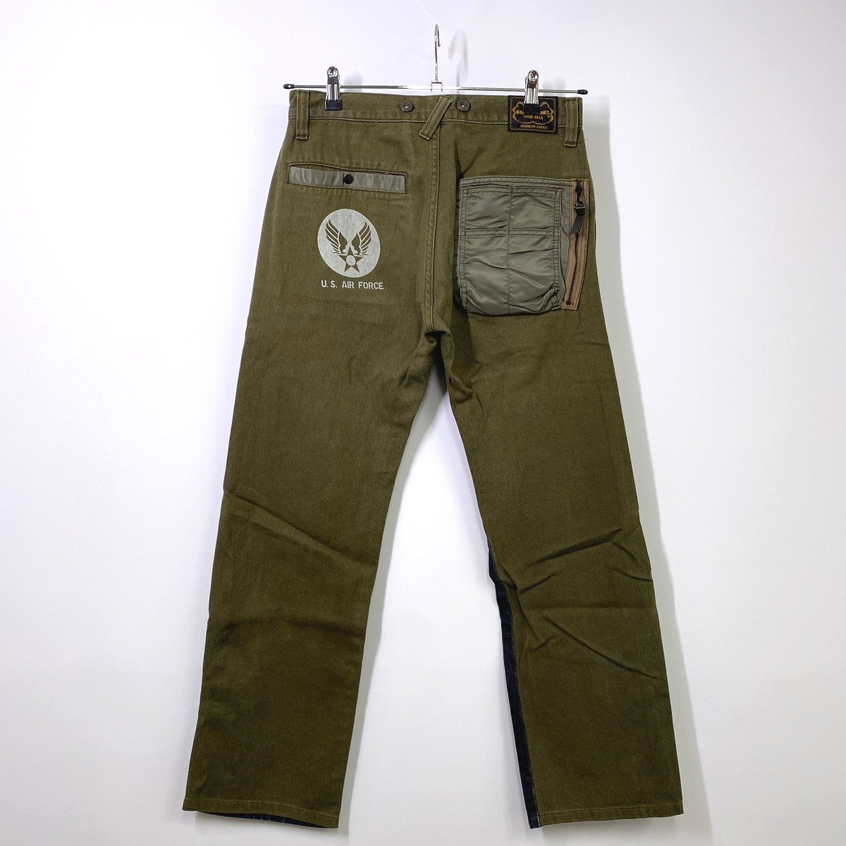 [w32]. остров джинсы милитари передний и задний (до и после) переключатель Denim брюки индиго хаки KOJIMA GENES
