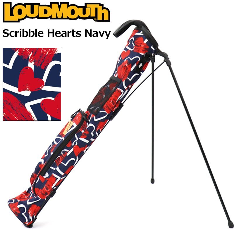 Loudmouth ラウドマウス セルフスタンドキャリーバッグ Scribble Hearts Navy スクリブルハーツネイビー LM-CC0005 772985(336) 新品_画像1