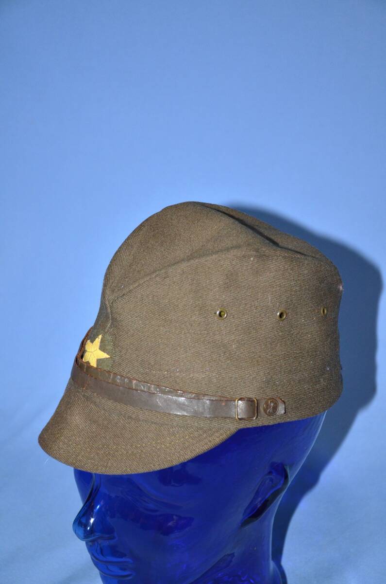 ☆銀河1 陸軍将校用略帽 褐緑絨 中期型 帽章黄布糸止  RS-12の画像1