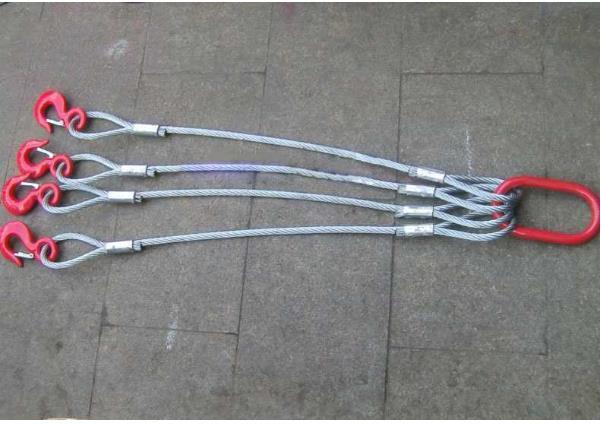 玉掛け ワイヤーロープ 4本吊り フック付き 使用荷重2t 長さ1ｍ 亜鉛メッキ鋼製 ワイヤースリング 玉掛ワイヤーの画像5