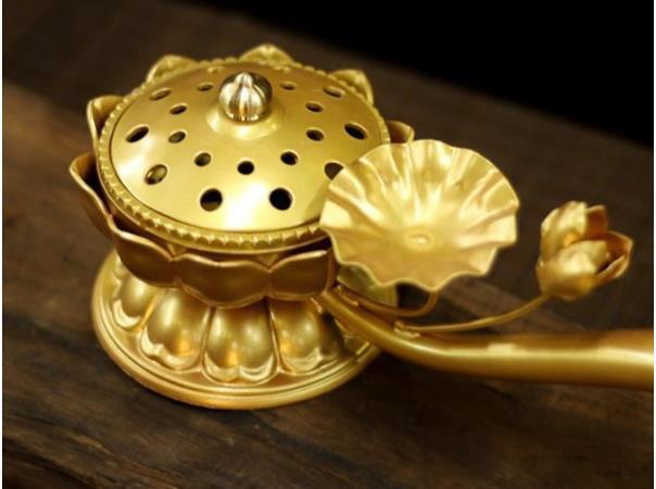 「密教法具 寺院用仏具」蓮型机上香炉 銅器 銅製品の画像4