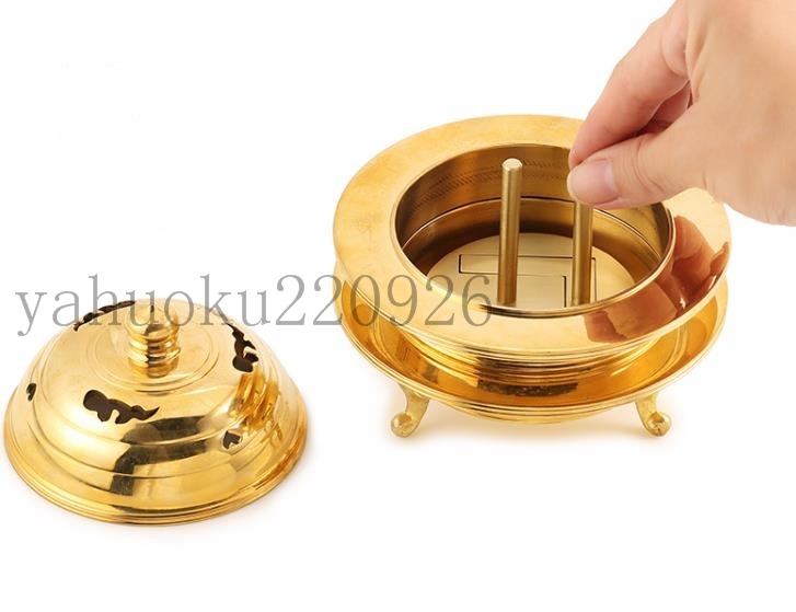 [.. law . temple . for Buddhist altar fittings ] fire . censer seal .4 point set brass made burnishing finishing FQ-117