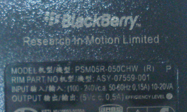 ミニUSB充電器 Black Berry PSM05R-050CHW 5V0.5A ■2296-02の画像2