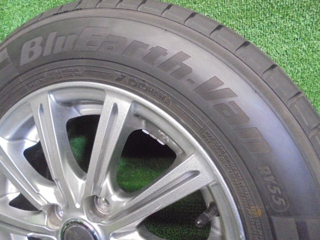 5ER303BD3) 送料無料 バリ山 2022年製 155/80R14 88/86N LT ヨコハマタイヤ BluEarth-Van RY55 夏タイヤ+14インチホイール4本セット 5J +39_画像3