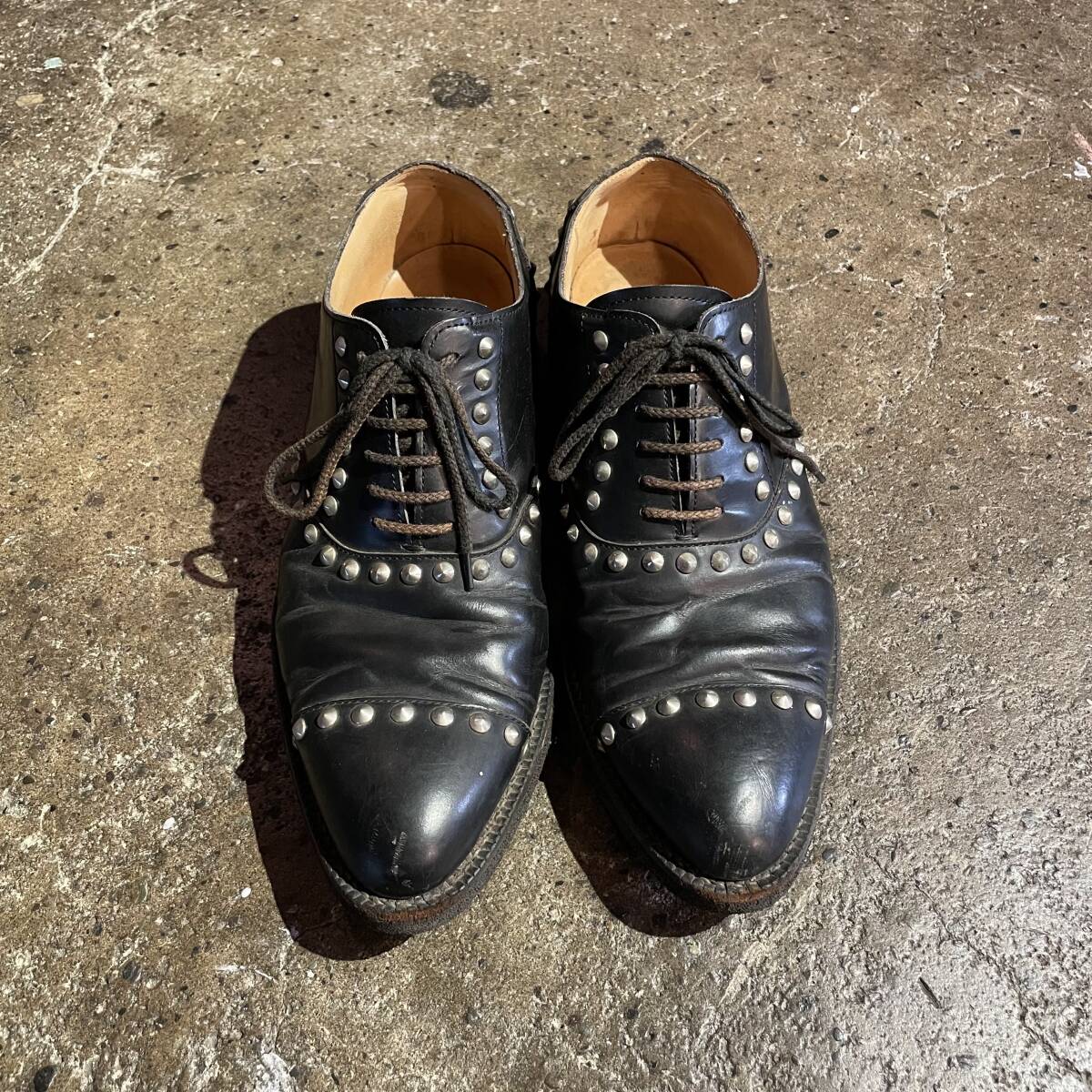 COMME des GARCONS HOMME PLUS 00AW スタッズ ストレートチップ レザーシューズ コムデギャルソンオムプリュス 2000AW 革靴 25.5cm_画像2