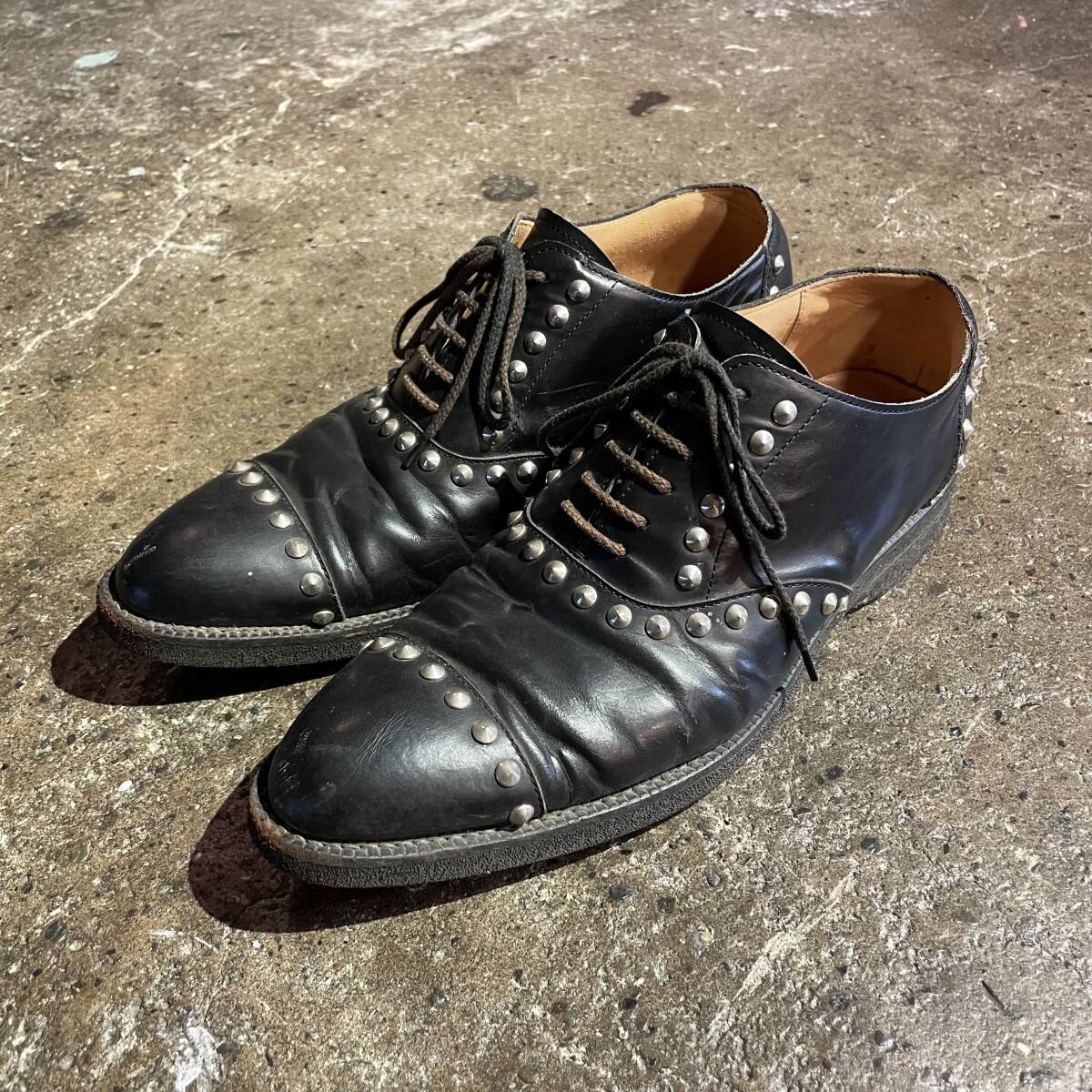 COMME des GARCONS HOMME PLUS 00AW スタッズ ストレートチップ レザーシューズ コムデギャルソンオムプリュス 2000AW 革靴 25.5cm_画像3