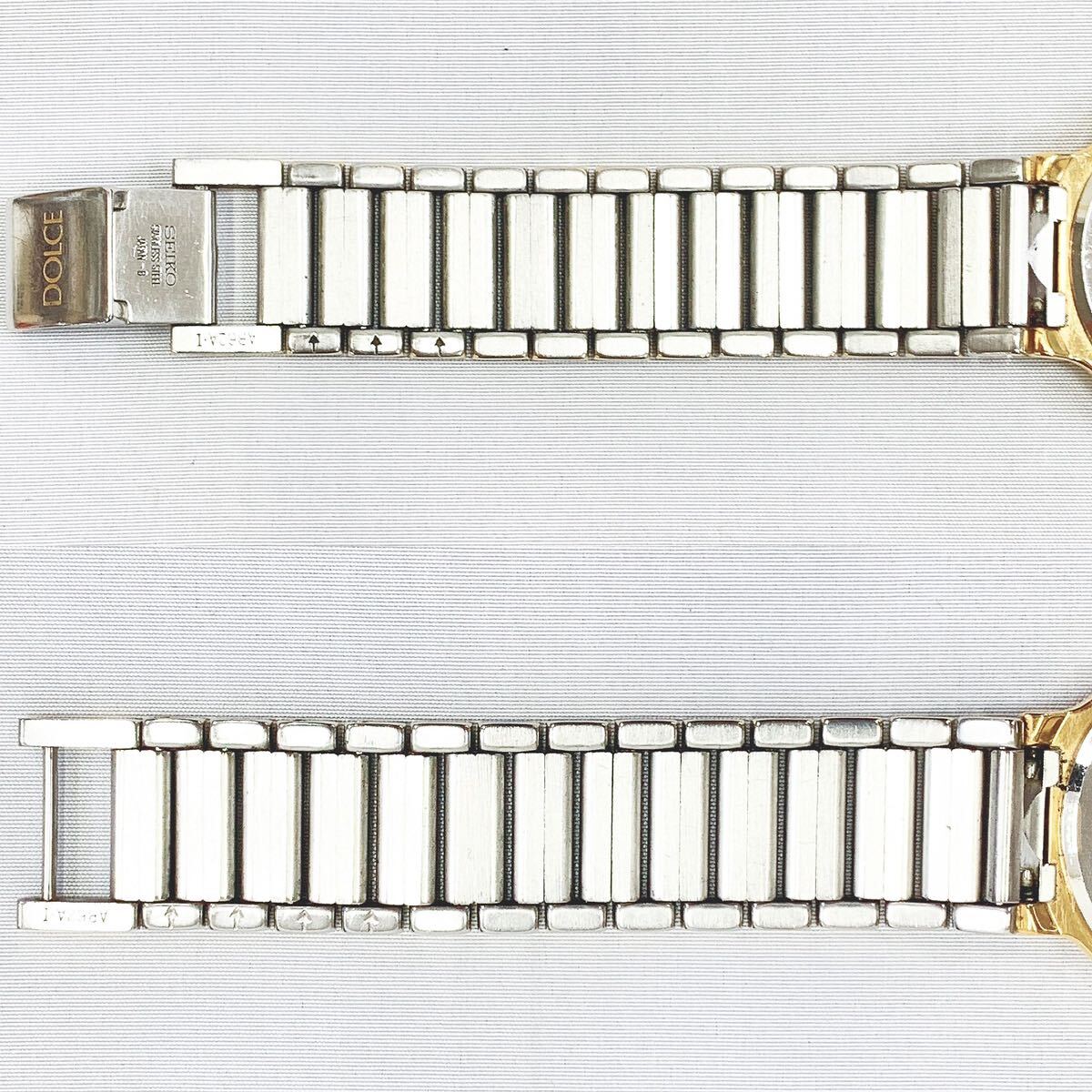 SEIKO DOLCE セイコー ドルチェ 5E31-6A30 QZ クオーツ ラウンド シルバー ゴールド メンズ腕時計 ベルト純正 ヴィンテージの画像10