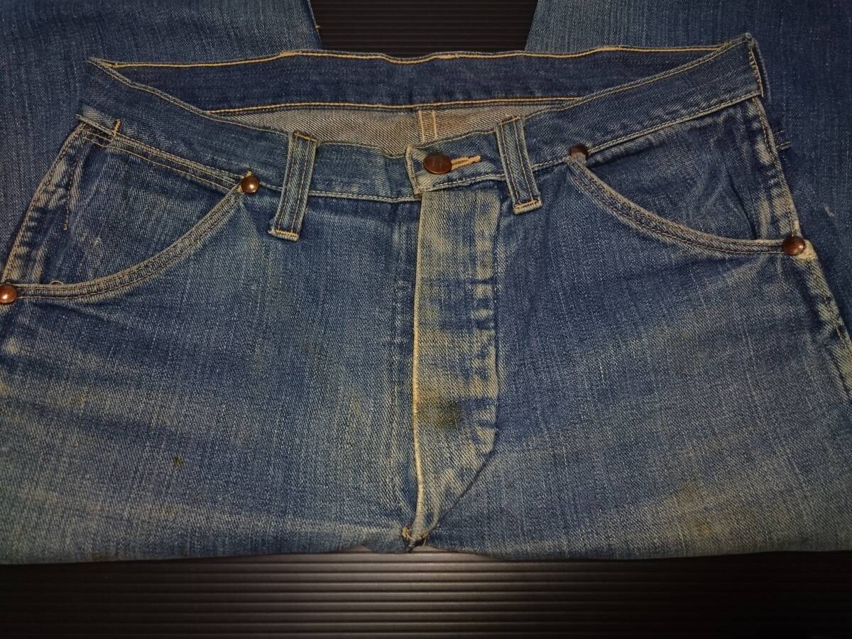 40s 当時物 内巻き wrangler ラングラー デニムパンツ 11MW w32L30 検.LEVI'S 501 505 66前期 リーバイス ビッグ E XX 赤耳 Lee ビンテージの画像5