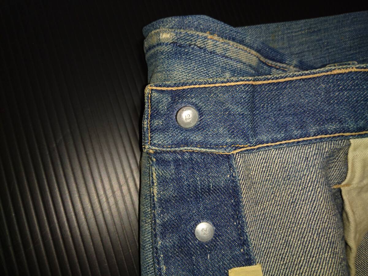 40s 当時物 内巻き wrangler ラングラー デニムパンツ 11MW w32L30 検.LEVI'S 501 505 66前期 リーバイス ビッグ E XX 赤耳 Lee ビンテージ_画像7