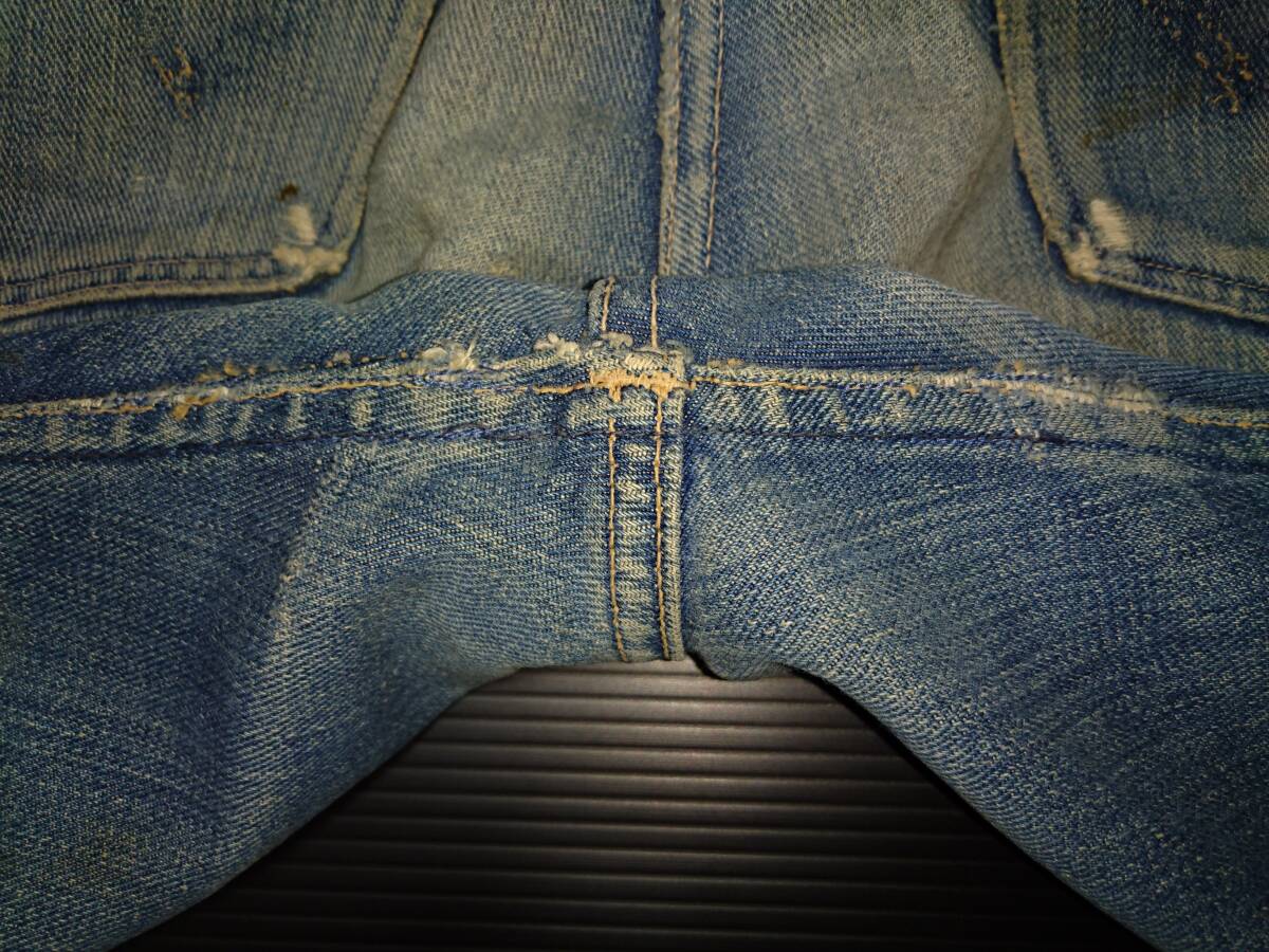 40s 当時物 内巻き wrangler ラングラー デニムパンツ 11MW w32L30 検.LEVI'S 501 505 66前期 リーバイス ビッグ E XX 赤耳 Lee ビンテージ_画像9