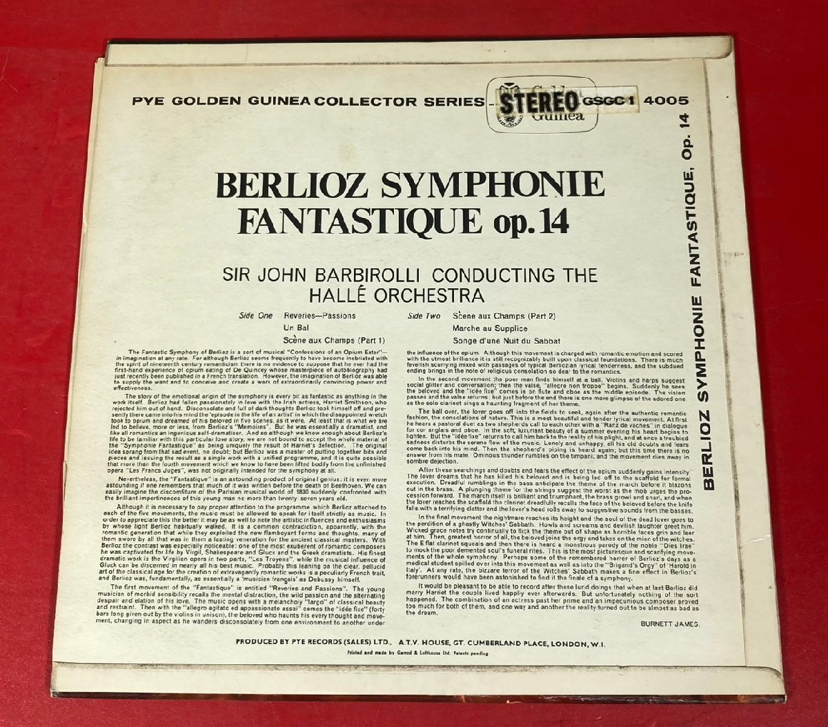 【レコードコレクター放出品】 LP　バルビローリ　ベルリオーズ　幻想交響曲 Op. 14　英盤　Golden Guinea_画像2