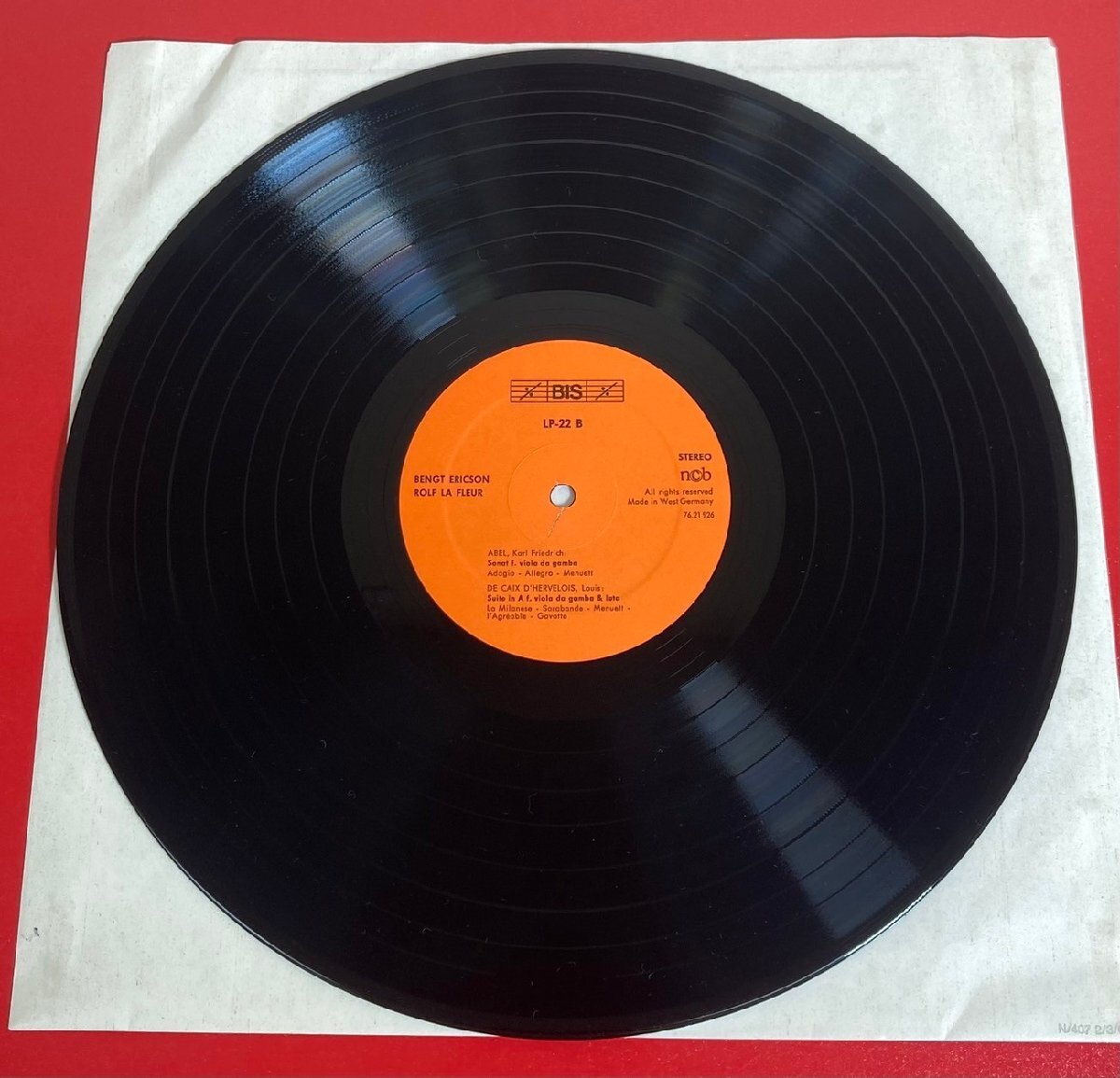 【レコードコレクター放出品】 LP ベングト・エリクソン ロルフ・ラ・フレール ヴィオラ・ダ・ガンバとリュートのための音楽 西独盤の画像4
