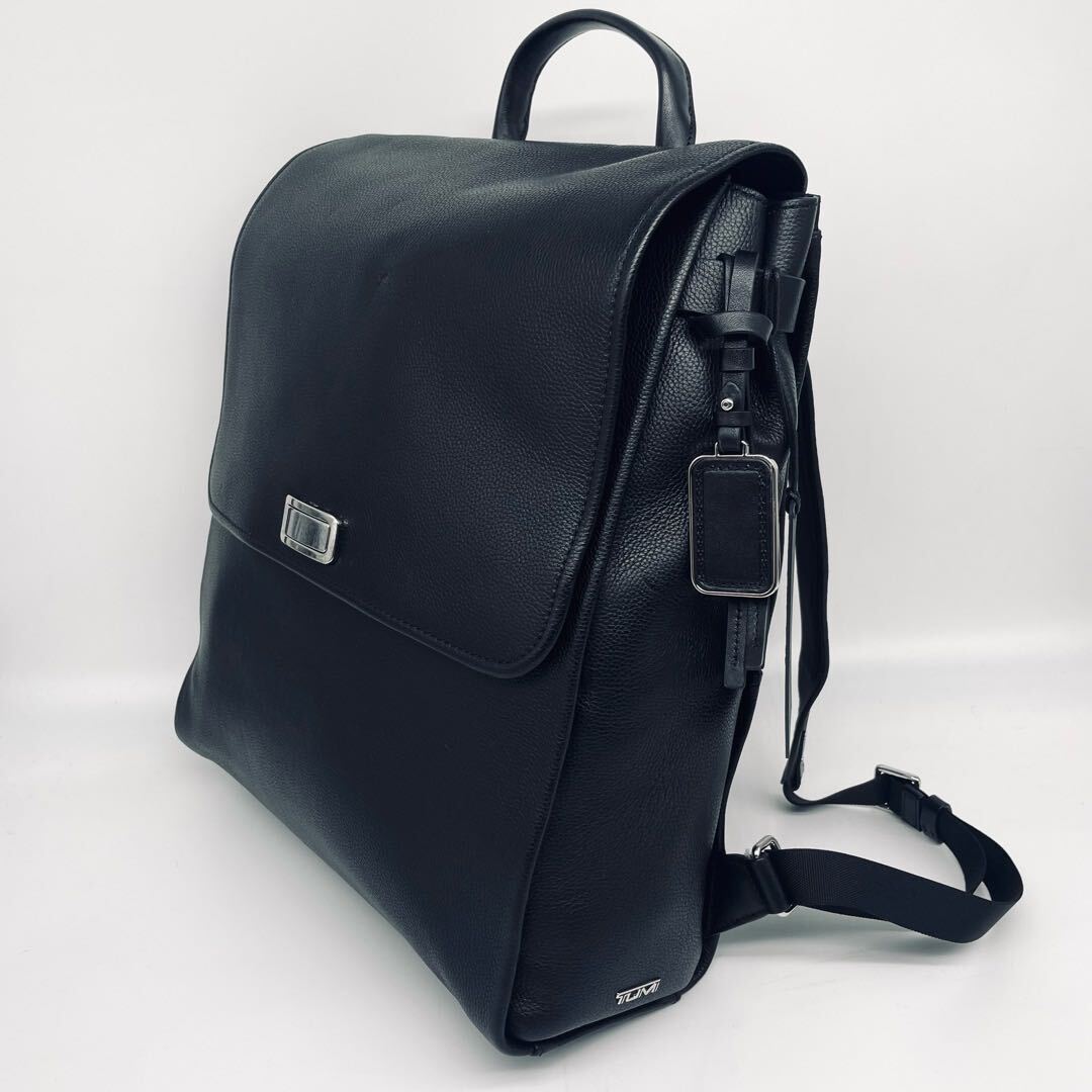 1円~[希少 極美品] TUMI トゥミ シボ革 オールレザー STANTON LISETTE BACKPACK メンズ ビジネス リュック キャリーオン A4+PC可 大容量 黒の画像1