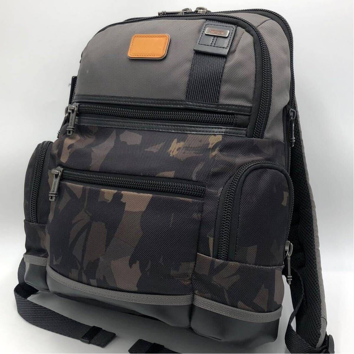1円~極美品 TUMI トゥミ ALPHA BRAVO KNOX Backpack メンズ ビジネスバッグ リュックサック A4+PC可 レザー バリスティックナイロン 迷彩の画像1