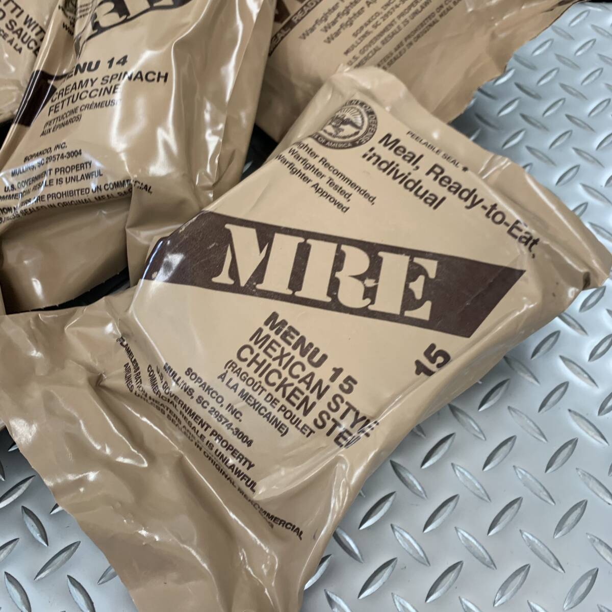 米軍実物 MRE/SOPAKCO Meal-Ready-To-Eat レーション 2024検品 5個 ameriqual wornick rcw cr1m_画像3