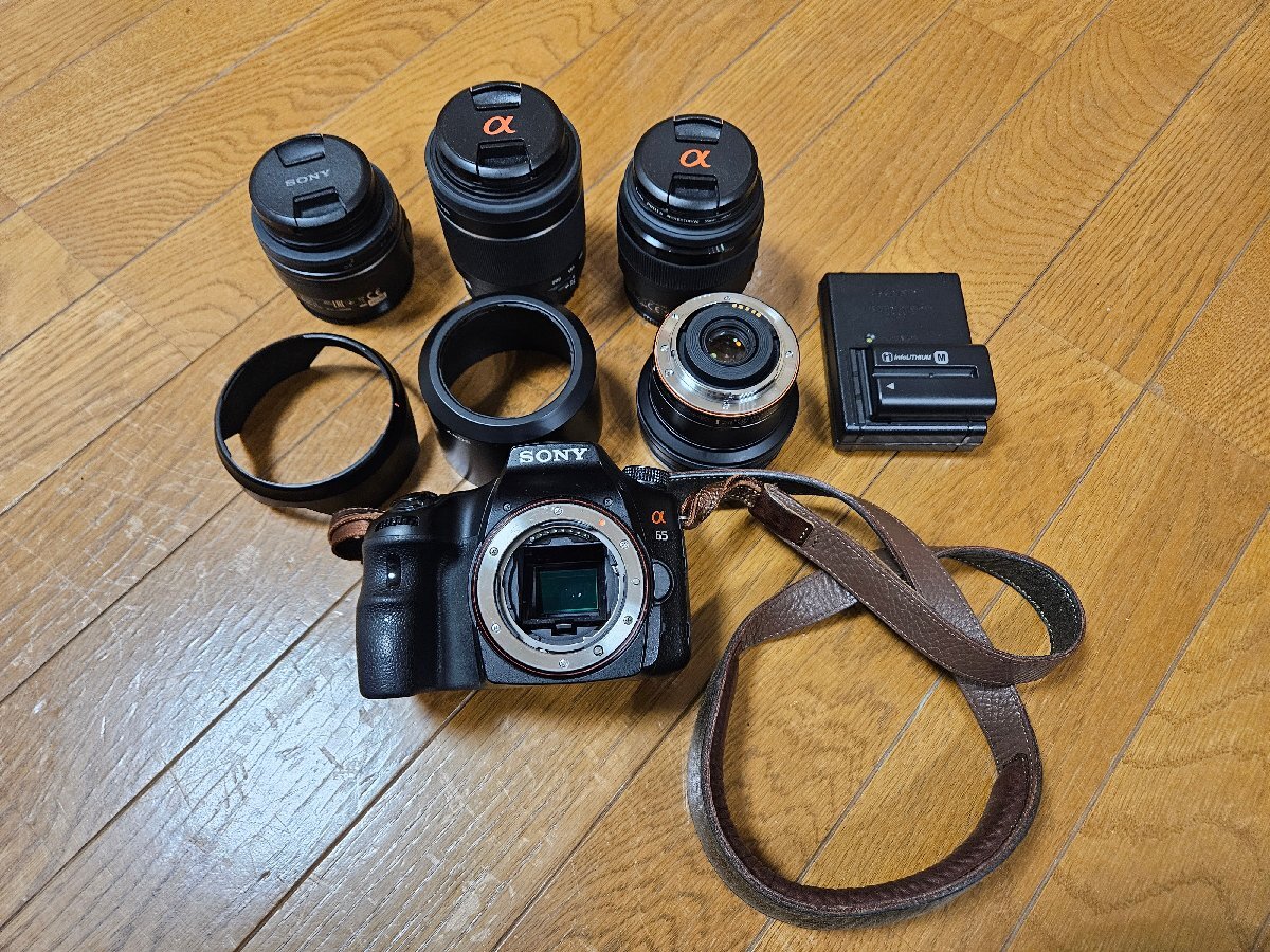 送料無料 SONY ソニー α65 SLT-A65V レンズセット バッテリー&充電器付 SAL20F28 SAL55200-2 SAL18552 SAL85F28 デジタル一眼レフカメラ