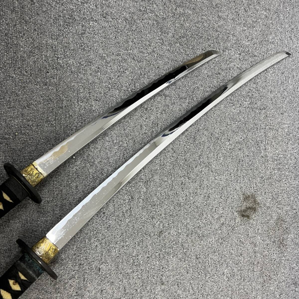 B019-M24-198 模造刀 模擬刀 刀剣 武具 鞘 拵 長刀 全長約100cm 刃渡約71cm 短刀 脇差 全長約66cm 刃渡約45cm_画像2