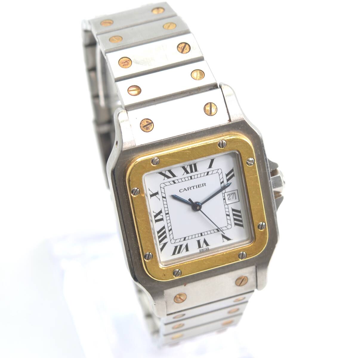 Y.OSｗ 1円スタート Cartier カルティエ サントス ガルベLM 腕時計 スクエア デイト 自動巻き SS メンズ 稼働品の画像3