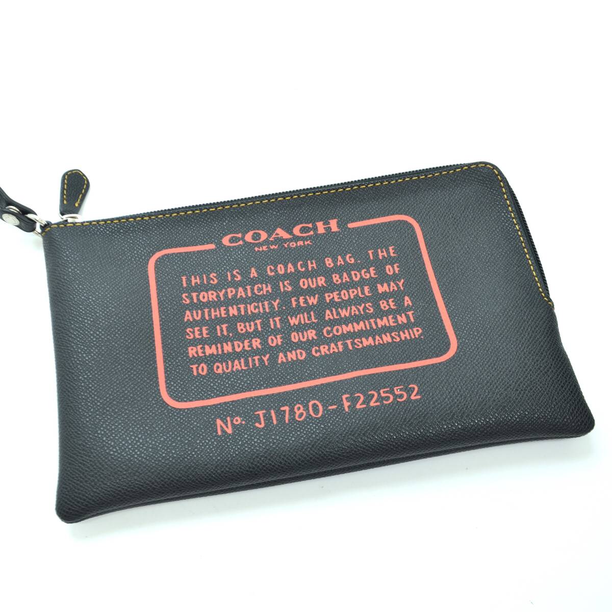 Y.Sp 1円スタート COACH コーチ トートバッグ レザー ブラック系 ハンドバッグ ポーチ付き F22552